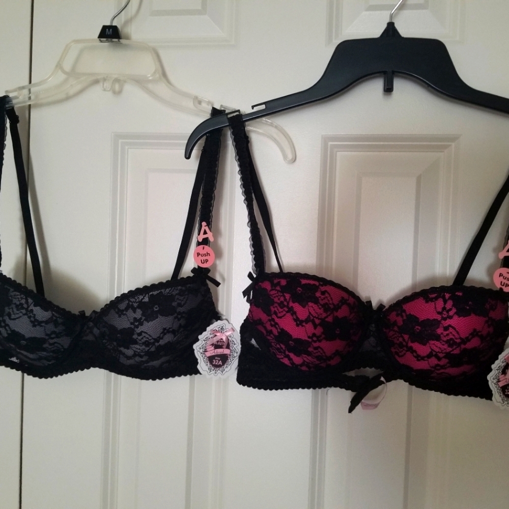 Bras push-up 32A Pink & Black, Gray & Black